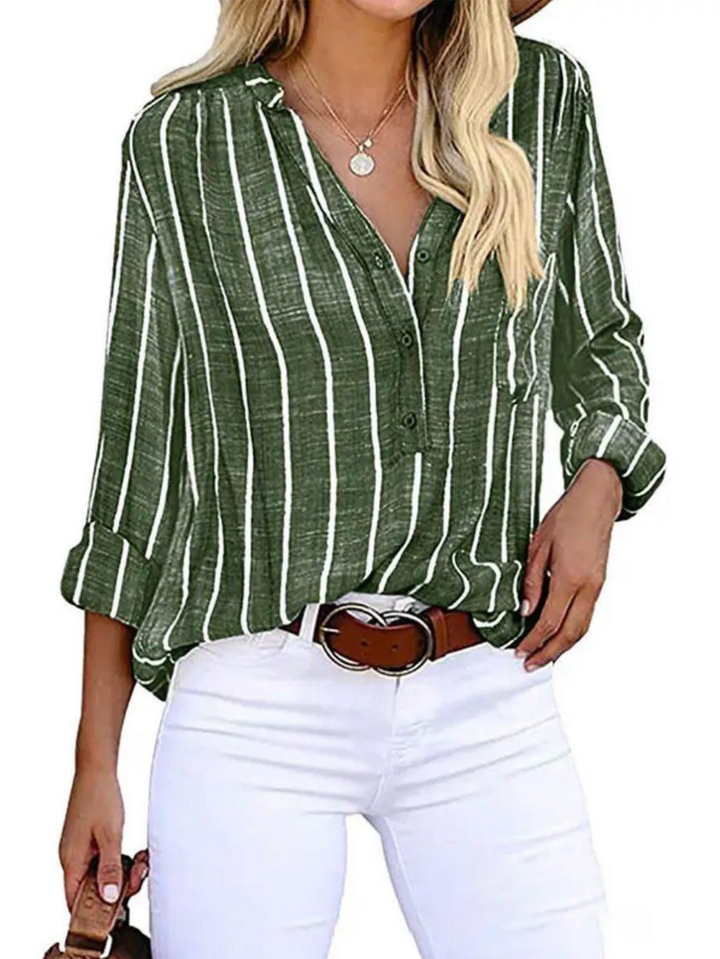 Kvinnebluse | Vertikale Striper Casual