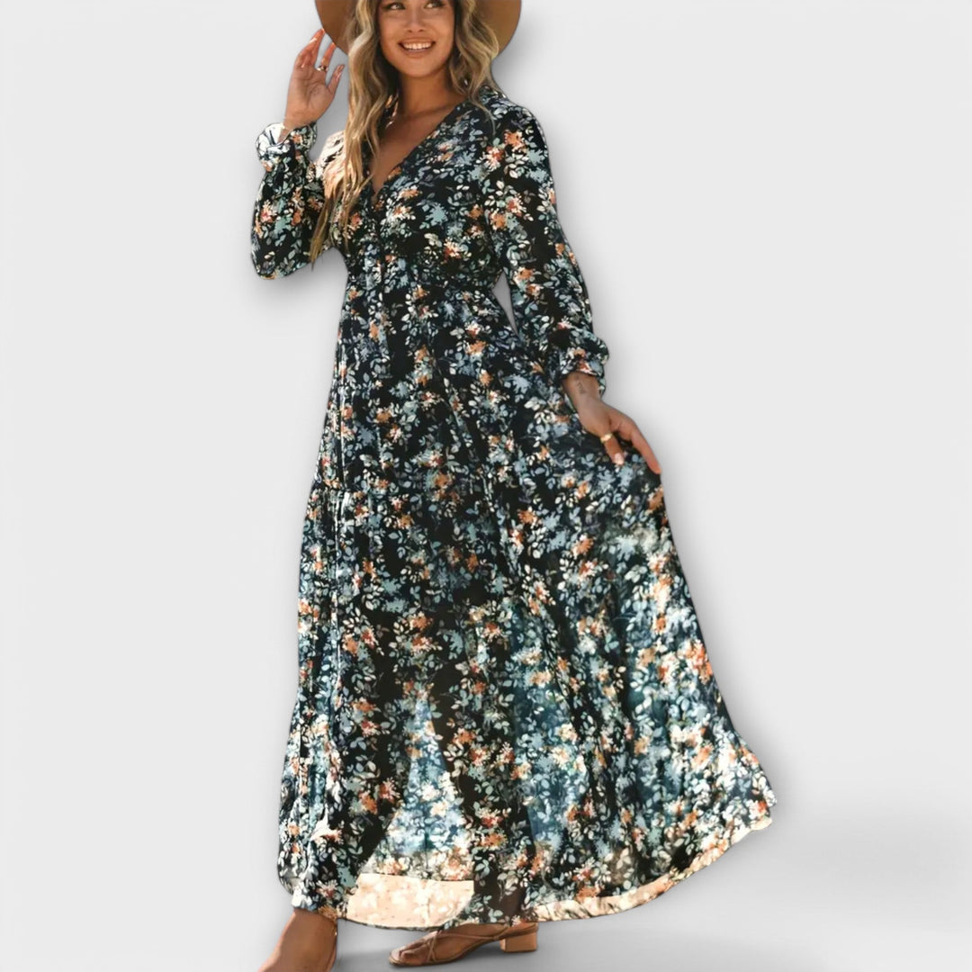 Kvinnes Floral Maxi Kjole | Plisserte