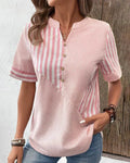 Kvinnebluse | Stripete Panel Knapp Front