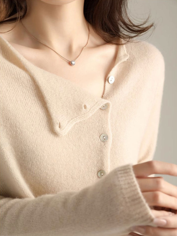 Dame Cardigan | V-Hals Med Knapplukking