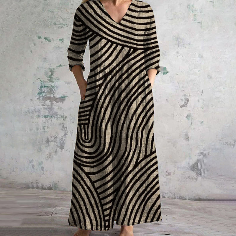 Kjole for kvinner | Bølgende stripedesign