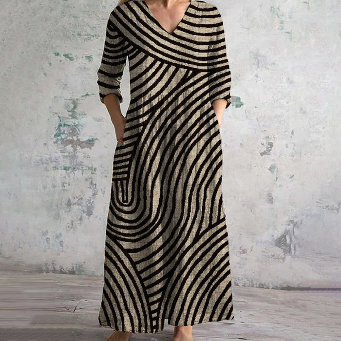 Kjole for kvinner | Bølgende stripedesign