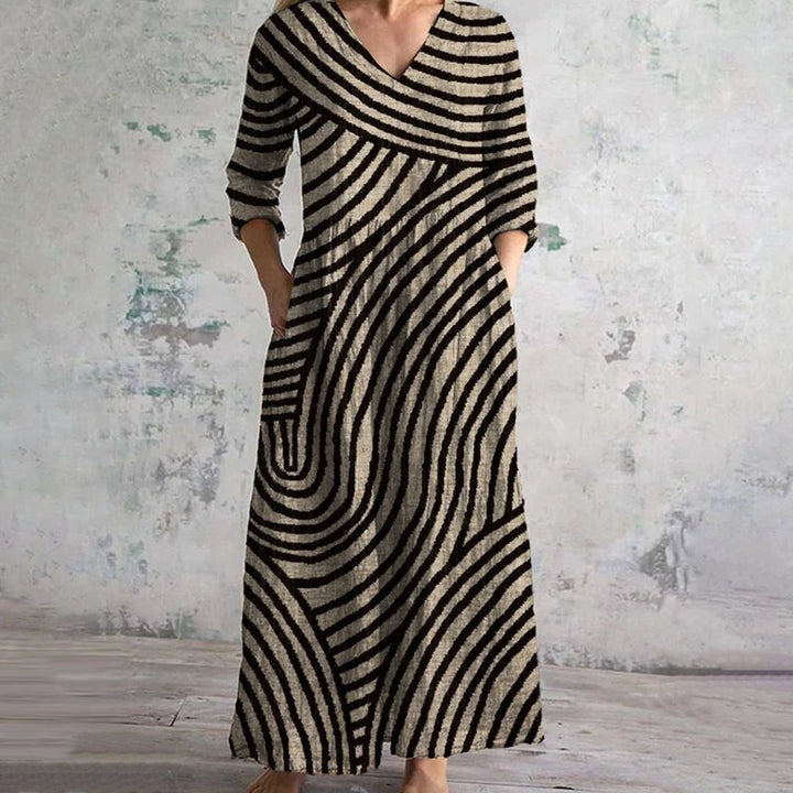 Kjole for kvinner | Bølgende stripedesign