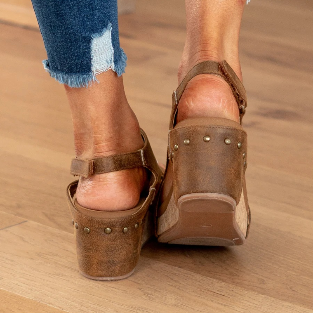Sandaler for kvinner | Åpen tå slingback med kilehæl