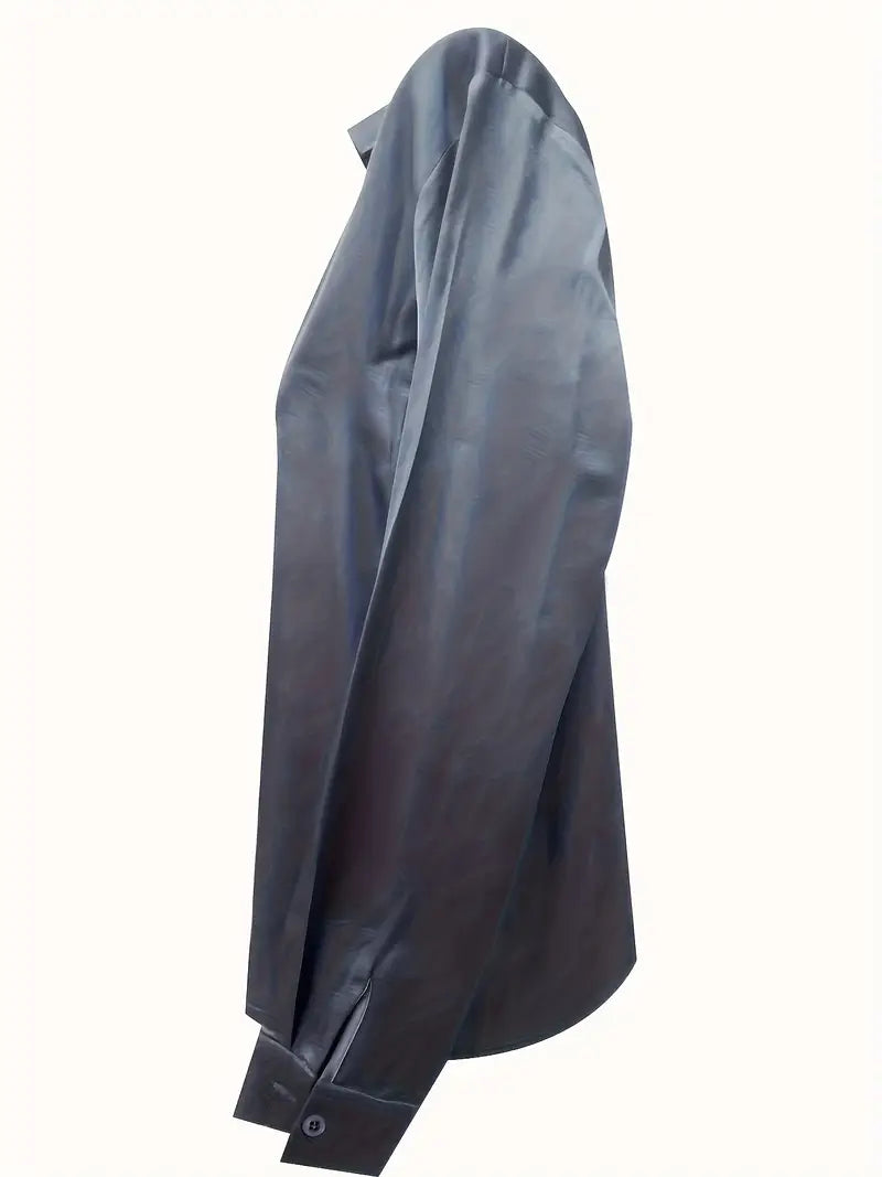 Damebluse | Langermet Krage V-Hals