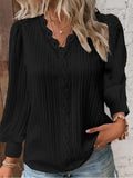 Damebluse | Langermet med Blonde Detaljer