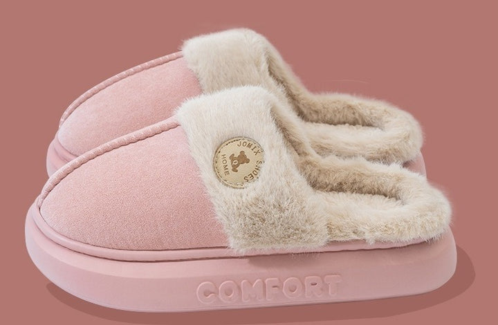 Fluffy plysjtøfler med platåsåle
