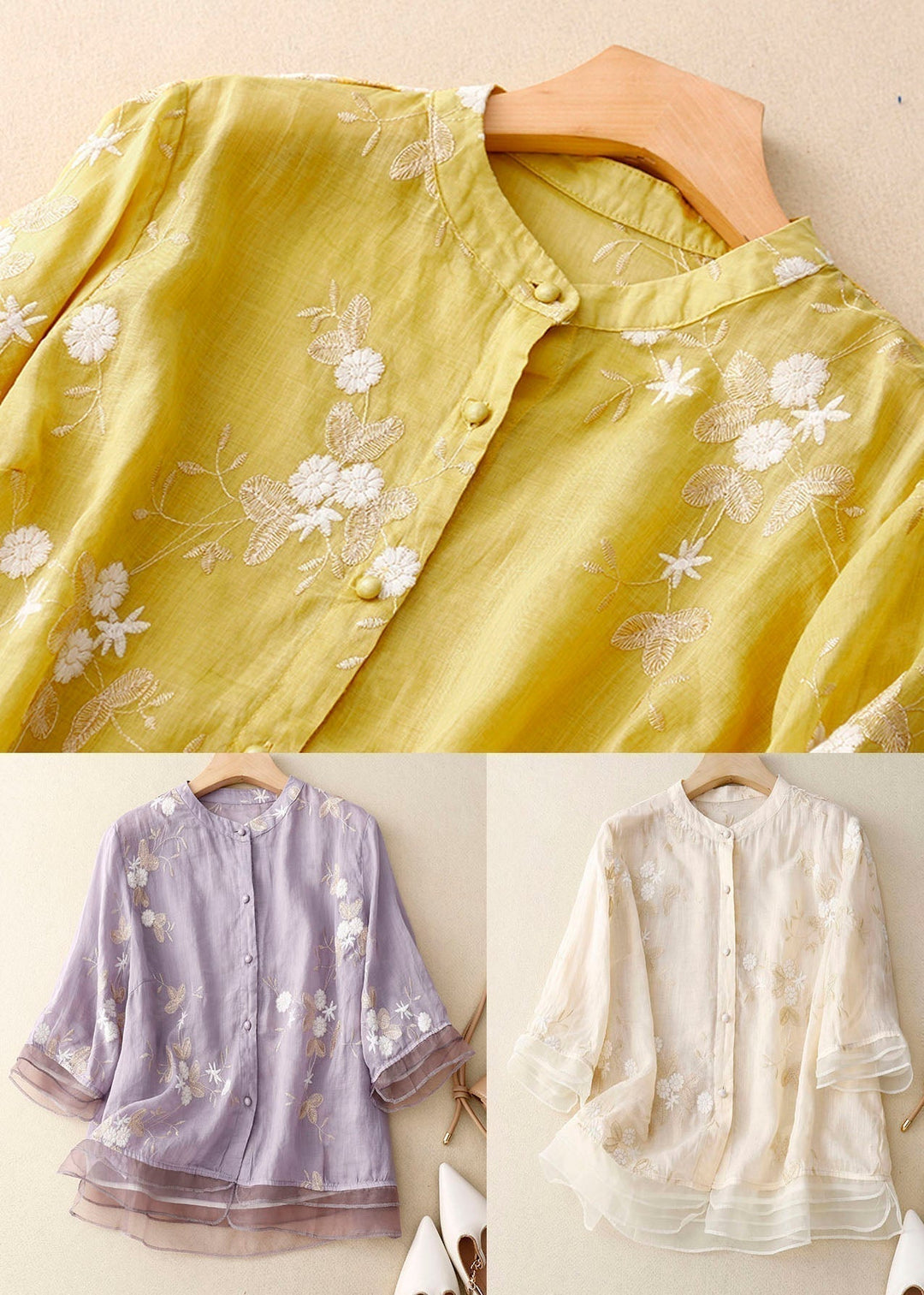 Damebluse | Broderte Detaljer