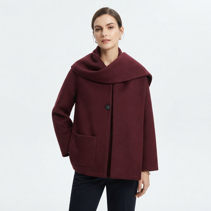 Dame Chevronmønstret Oversized Jakke med Hette