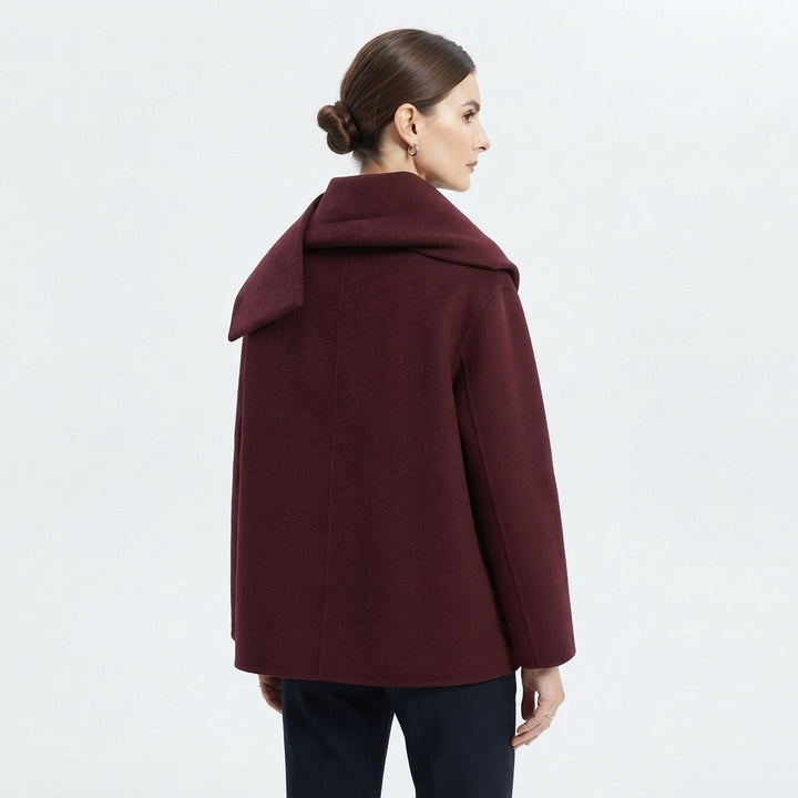 Dame Chevronmønstret Oversized Jakke med Hette