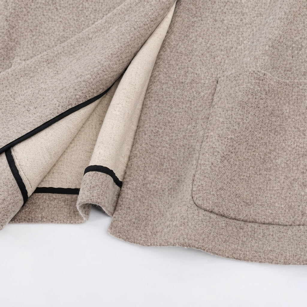 Dame Chevronmønstret Oversized Jakke med Hette