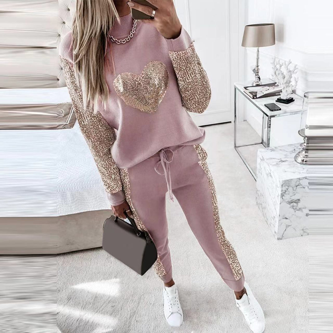 Esther | Dame Relaxed Fit Quarter-Zip Trykt Treningsdrakt Sett