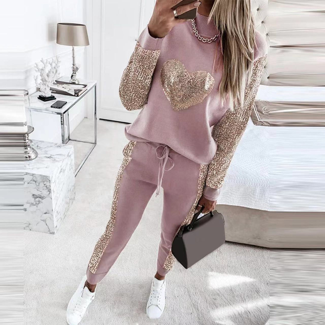 Esther | Dame Relaxed Fit Quarter-Zip Trykt Treningsdrakt Sett