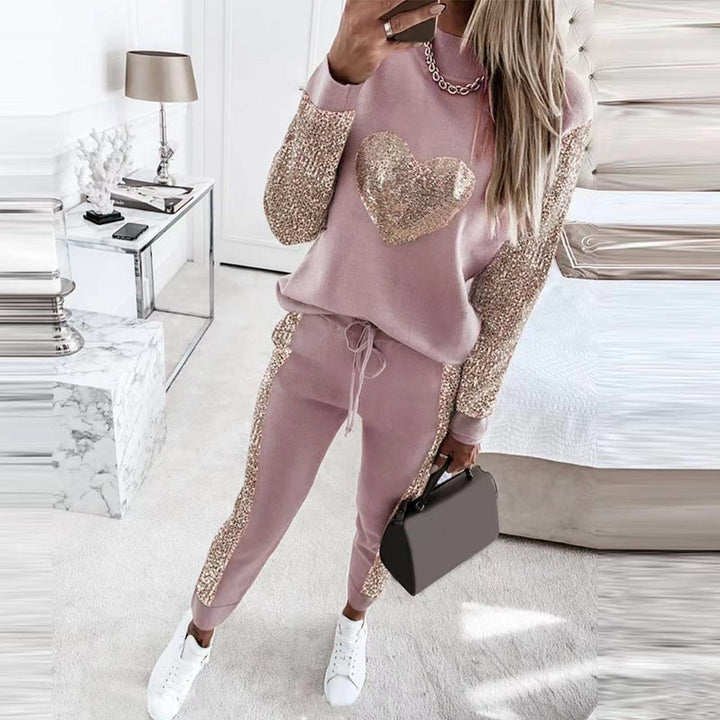 Esther | Dame Relaxed Fit Quarter-Zip Trykt Treningsdrakt Sett
