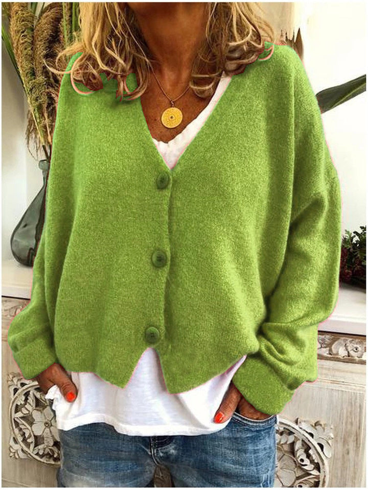 Dame Cardigan | V-Hals Langermet Knappe