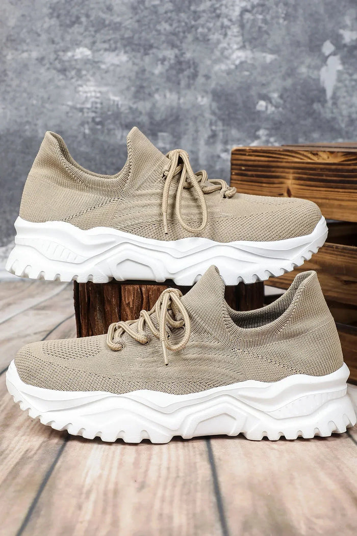 Dame Chunky Sneakers med Pustende Overside og Lacing