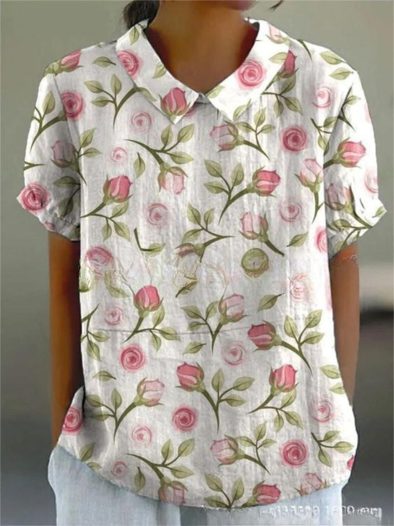 Damebluse | Blomster med Spiss Krage