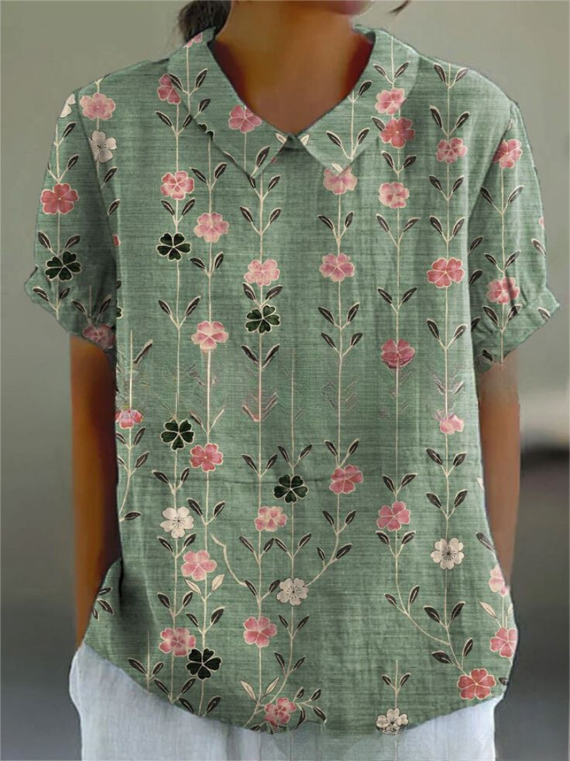 Damebluse | Blomster med Spiss Krage