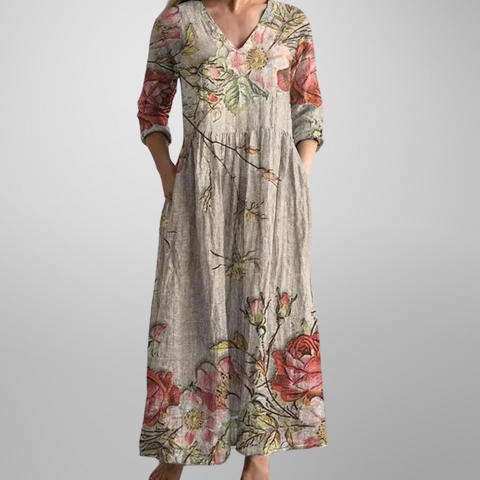 Kjole for kvinner | Blomstrete V-hals Maxi