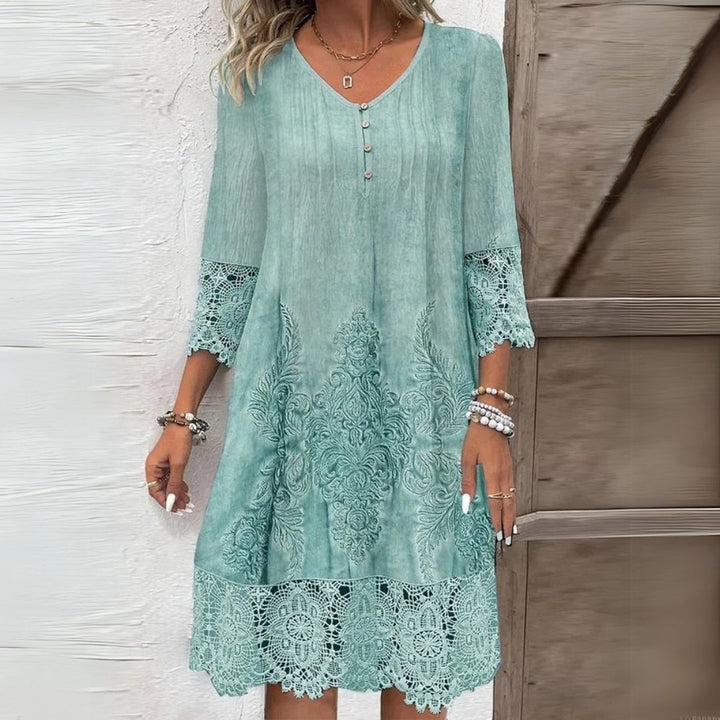 Kjole for kvinner | V-hals brodert midi