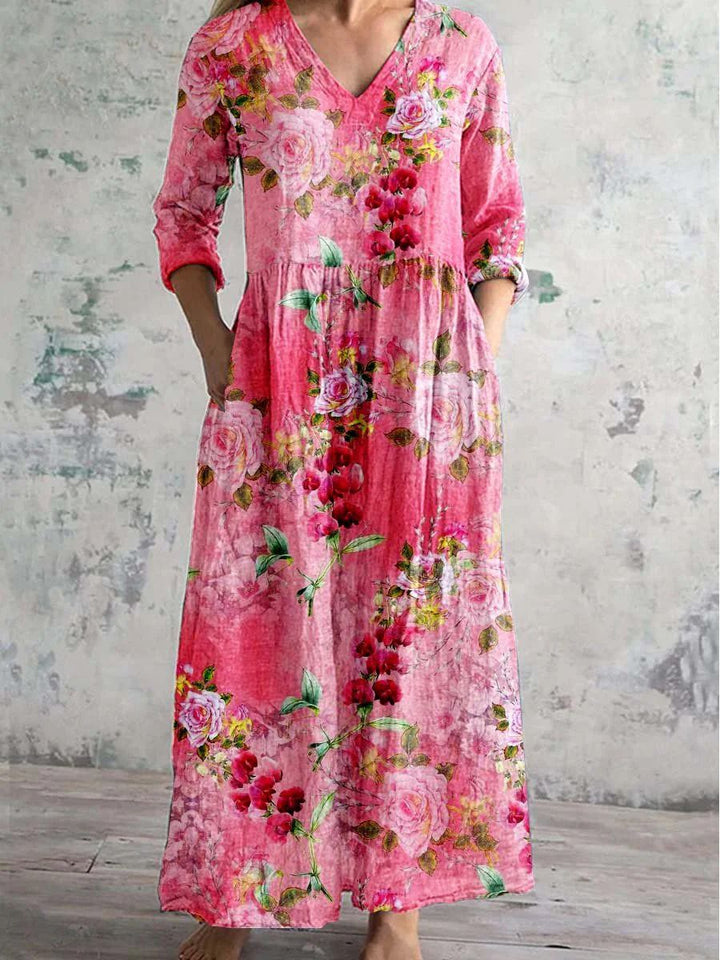 Kjole for kvinner | Blomstrete V-hals Maxi