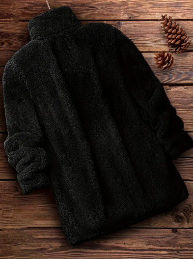 Dame Teddy Fleece-genser med Høy Krage og Glidelås