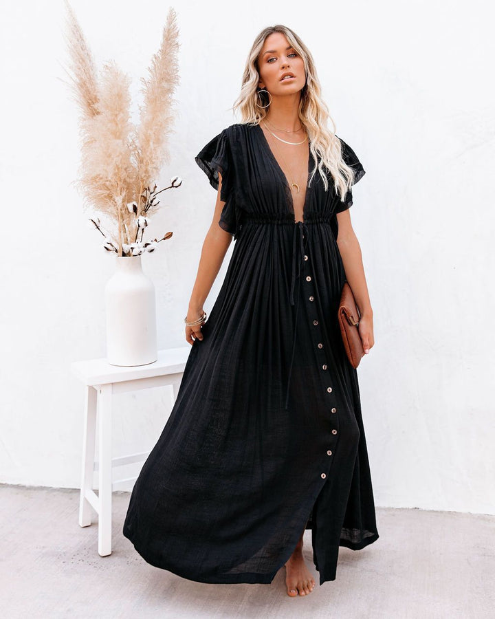 Kvinne Boho Maxi Kjole | Drapert