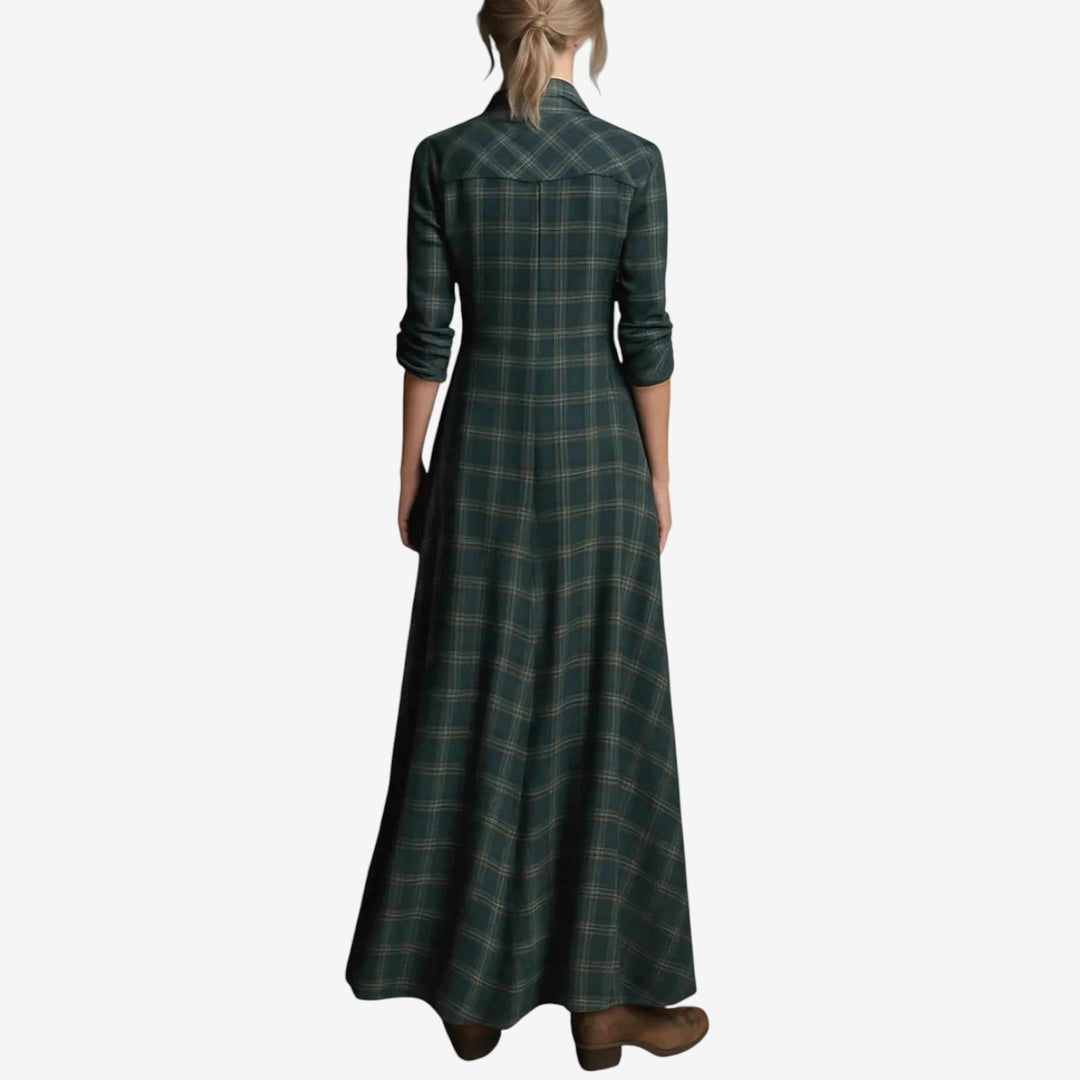 Kjole for Damer | Maxi Rutete Knapper Front