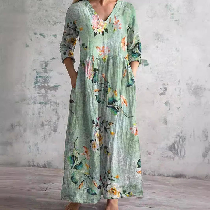 Kjole for kvinner | Blomstrete V-hals Maxi
