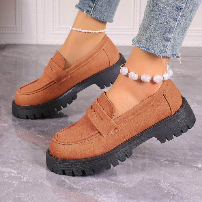Dame Plateau Loafers med Profilsåle og Slip-On