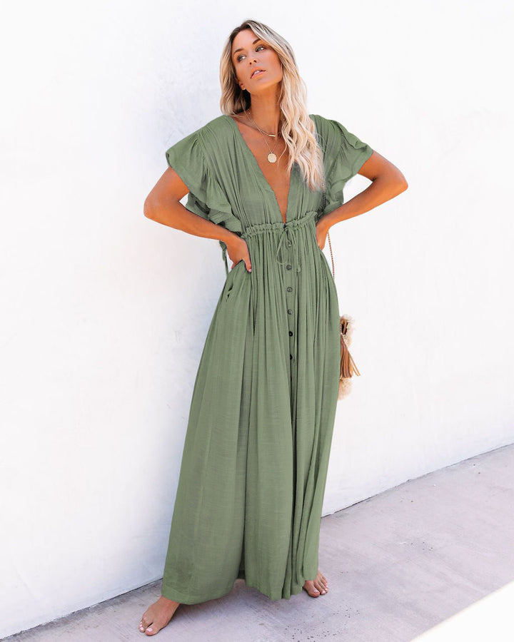 Kvinne Boho Maxi Kjole | Drapert