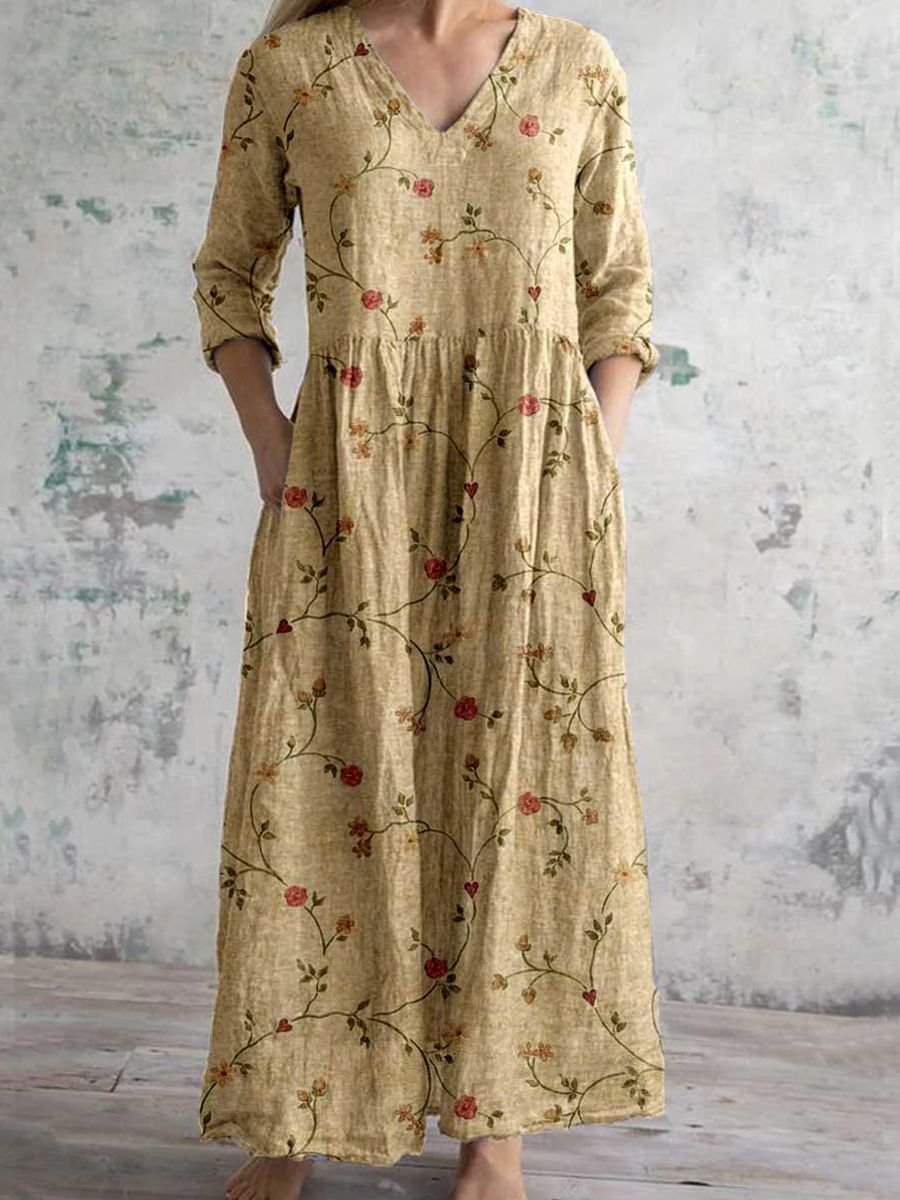 Kjole for kvinner | Blomstrete V-hals Maxi