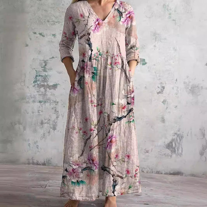 Kjole for kvinner | Blomstrete V-hals Maxi