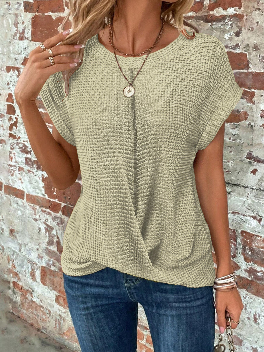 Dame Topp | Twist Vaffel Strikk