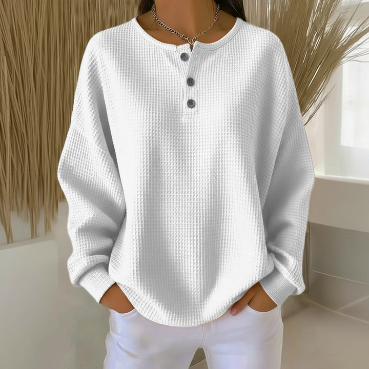 Dame Sweatshirt | Vaffelstrikket Knapplukking