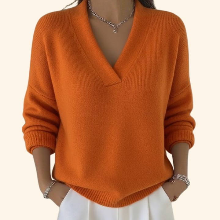Damebluse | V-hals Langermet