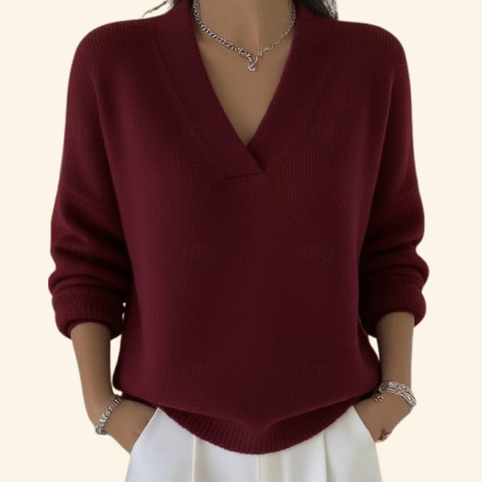 Damebluse | V-hals Langermet