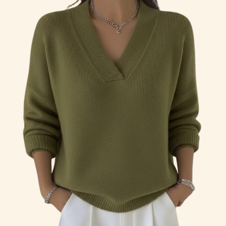 Damebluse | V-hals Langermet