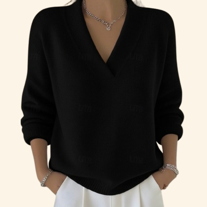Damebluse | V-hals Langermet