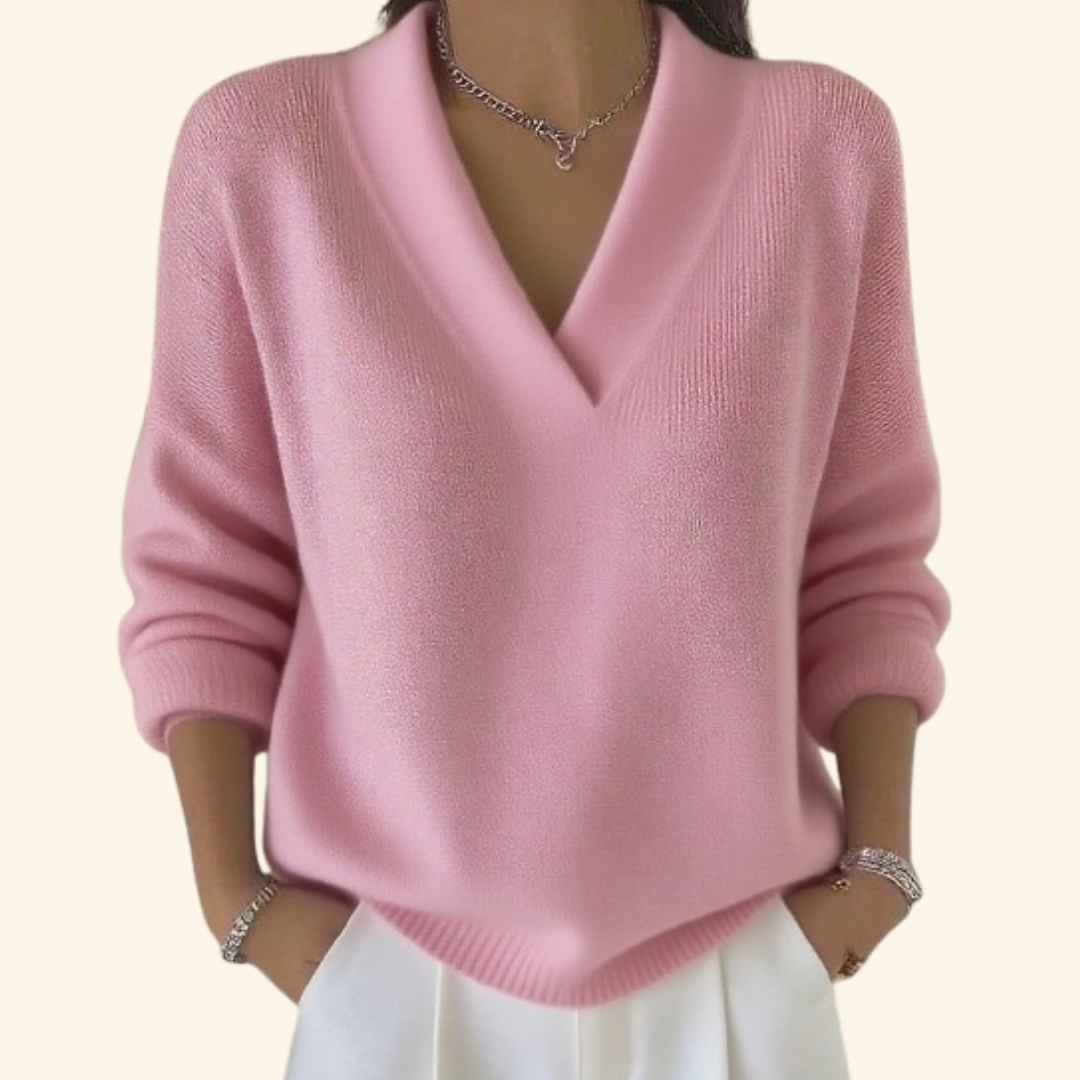 Damebluse | V-hals Langermet