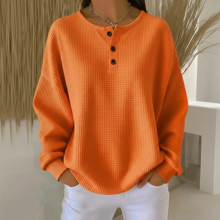 Dame Sweatshirt | Vaffelstrikket Knapplukking