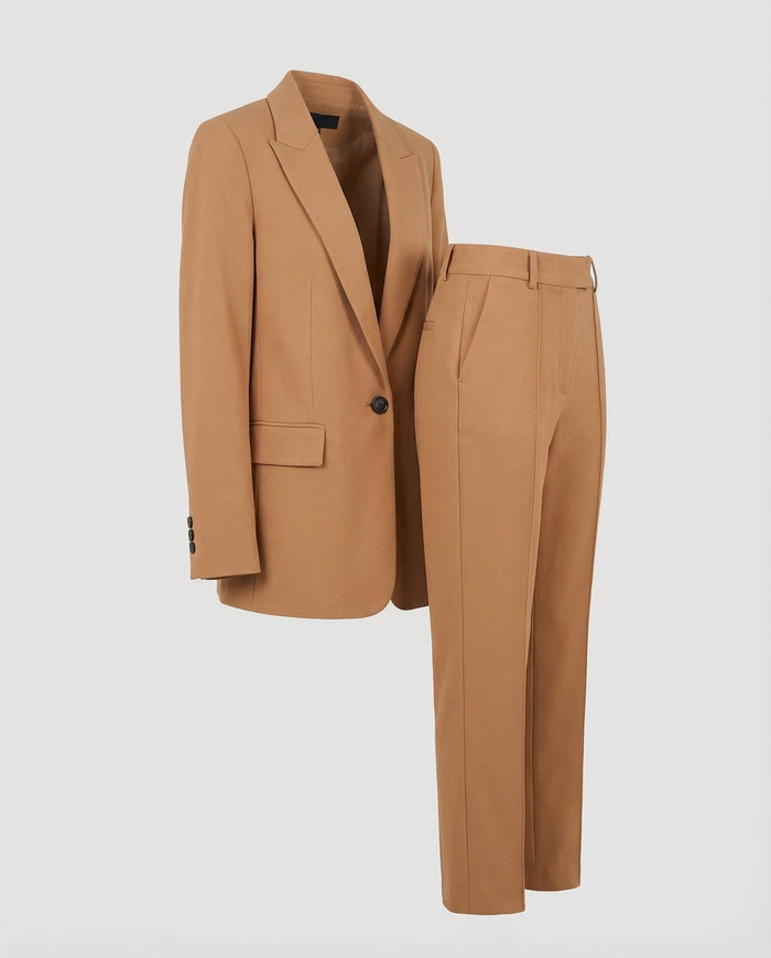 Dame Dressbukse-Sett med Blazer og Pressefoldebukse