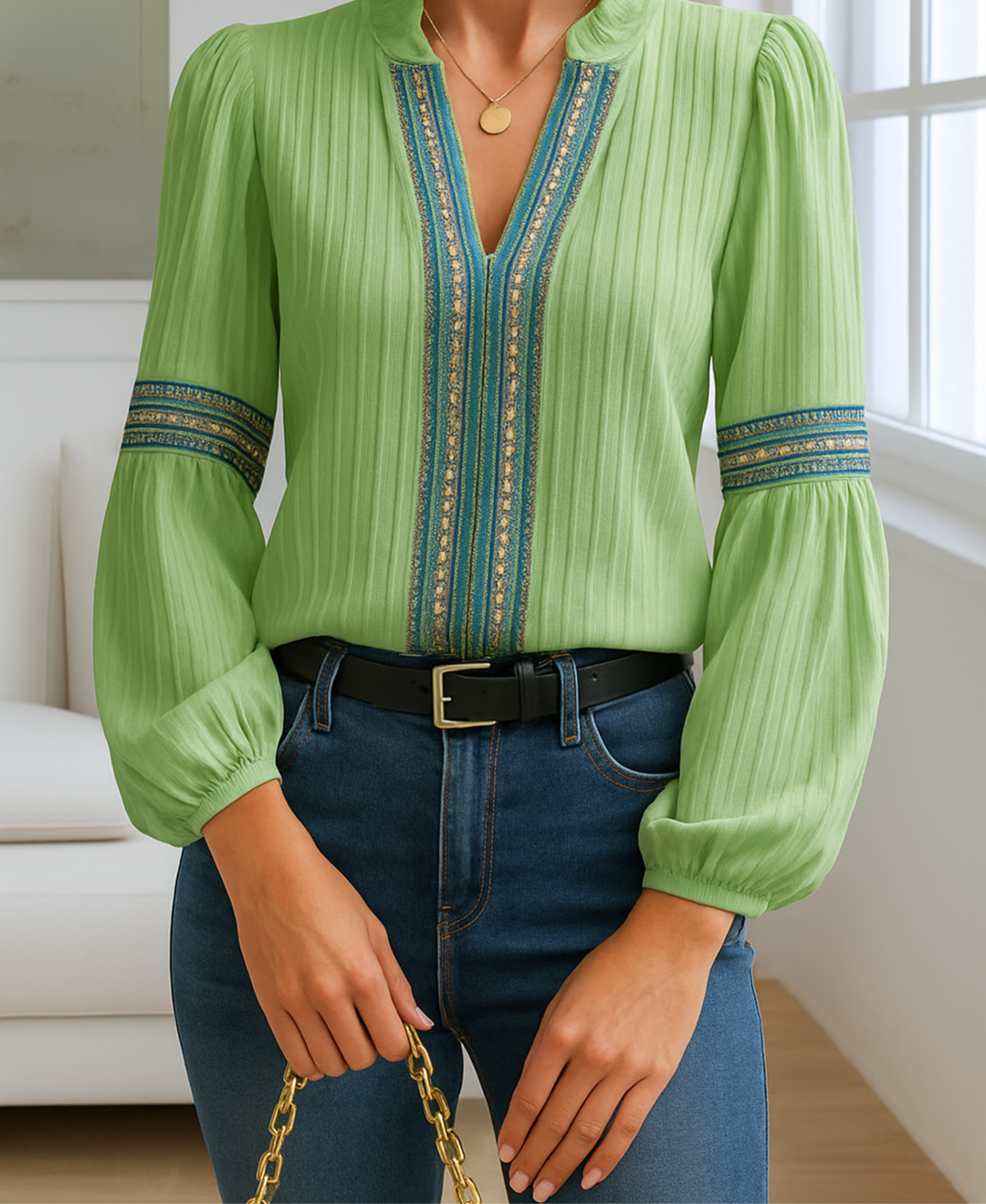 Kvinnebluse | Volang V-Hals