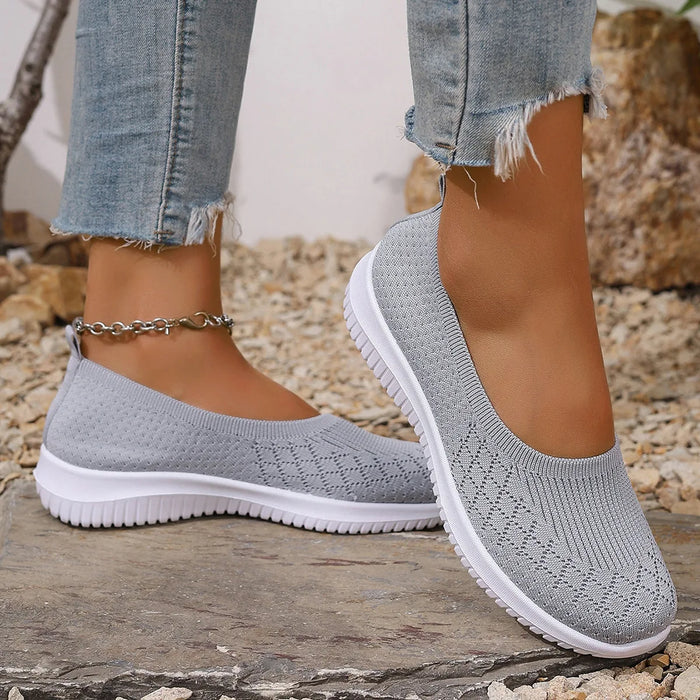 Slip-on sko for kvinner | Strikket overdel med lukket tå