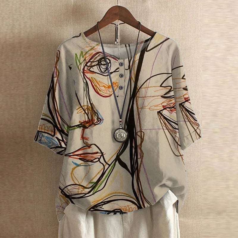 Kvinnebluse | Vintage Blomstertrykk
