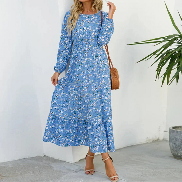 Kjole for kvinner | Blomstrete Maxi Langermet