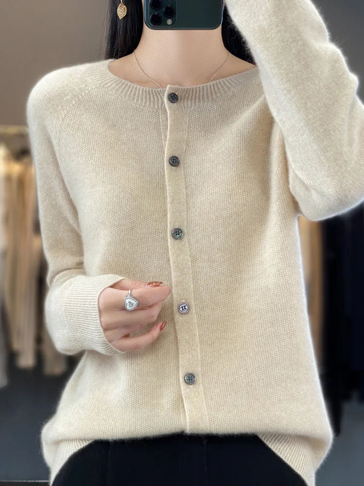 Dame Cardigan | Knapp Front Strikk