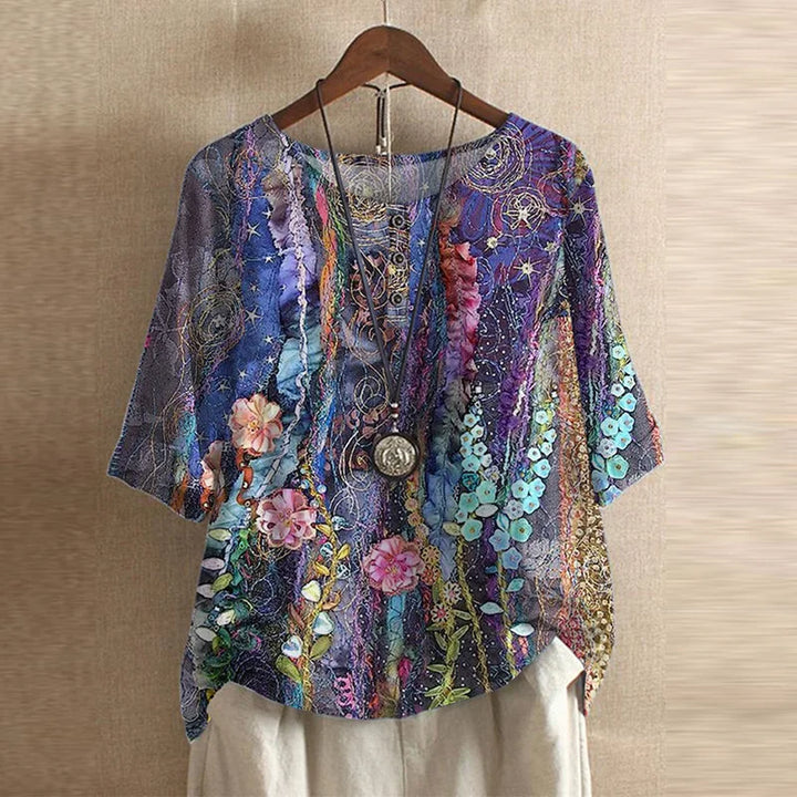Kvinnebluse | Vintage Blomstertrykk