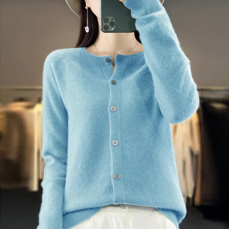 Dame Cardigan | Knapp Front Strikk