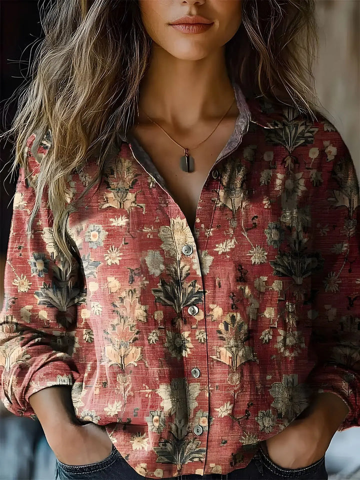 Damebluse | Langermet Blomstret